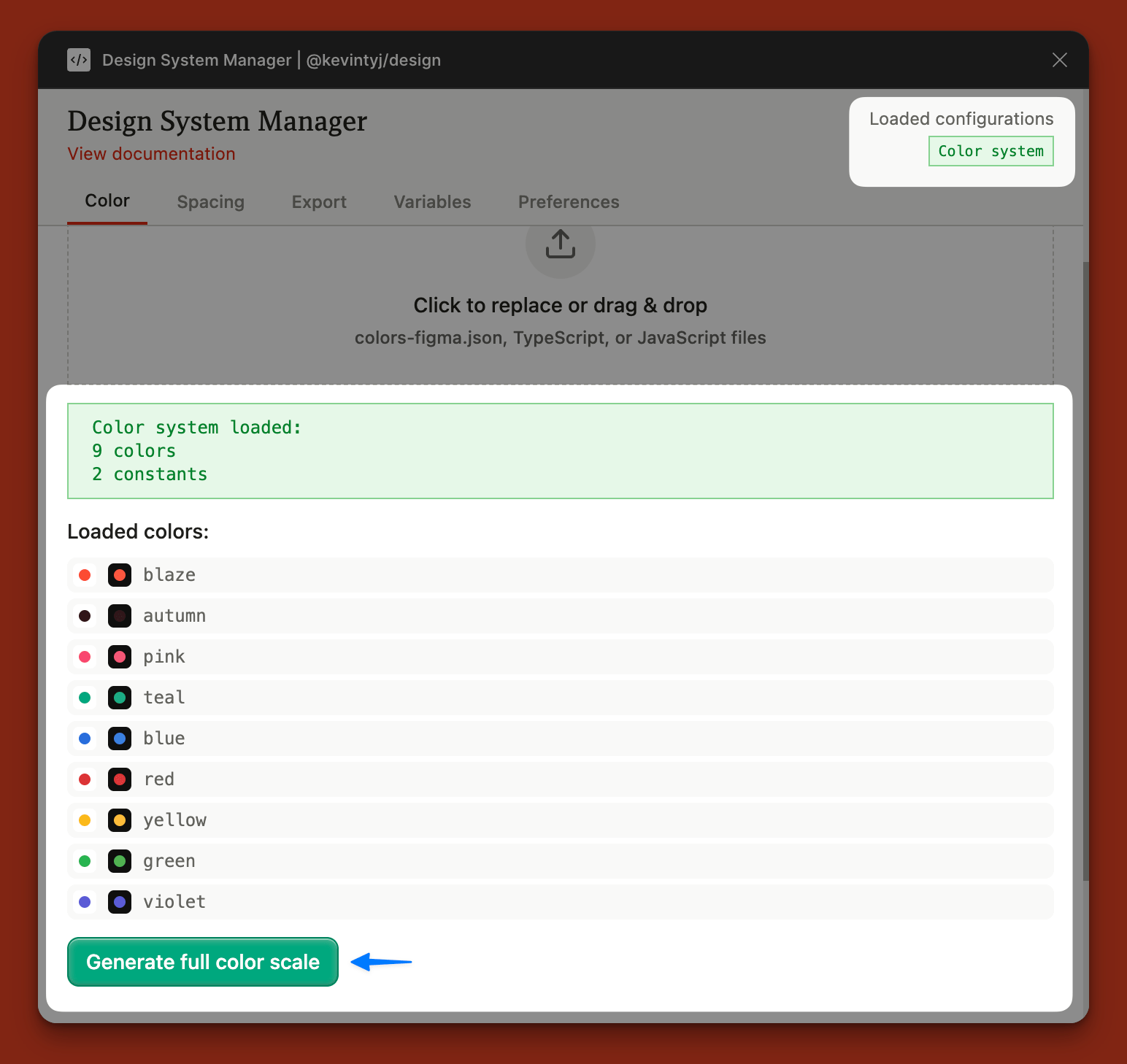 Generate color scale button highlight