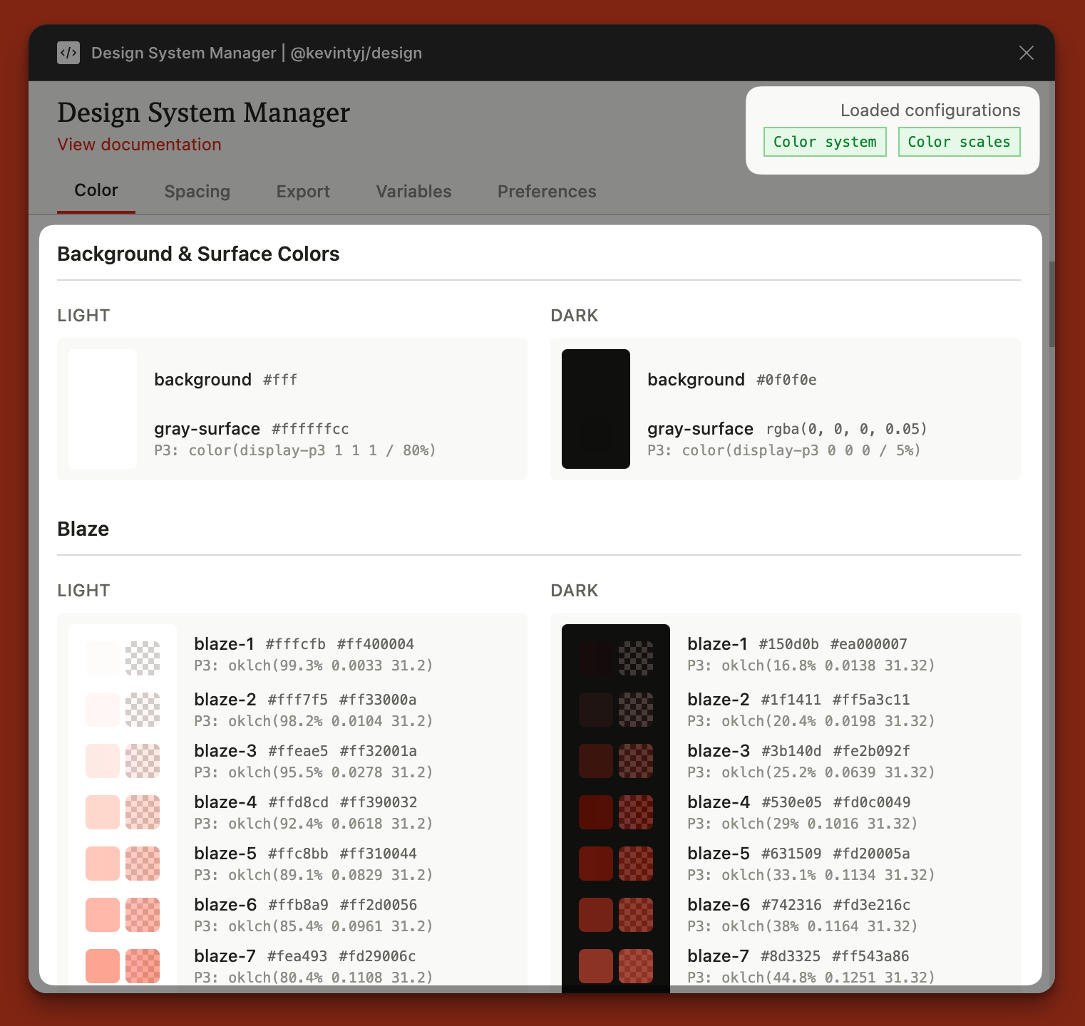 Generated color scale