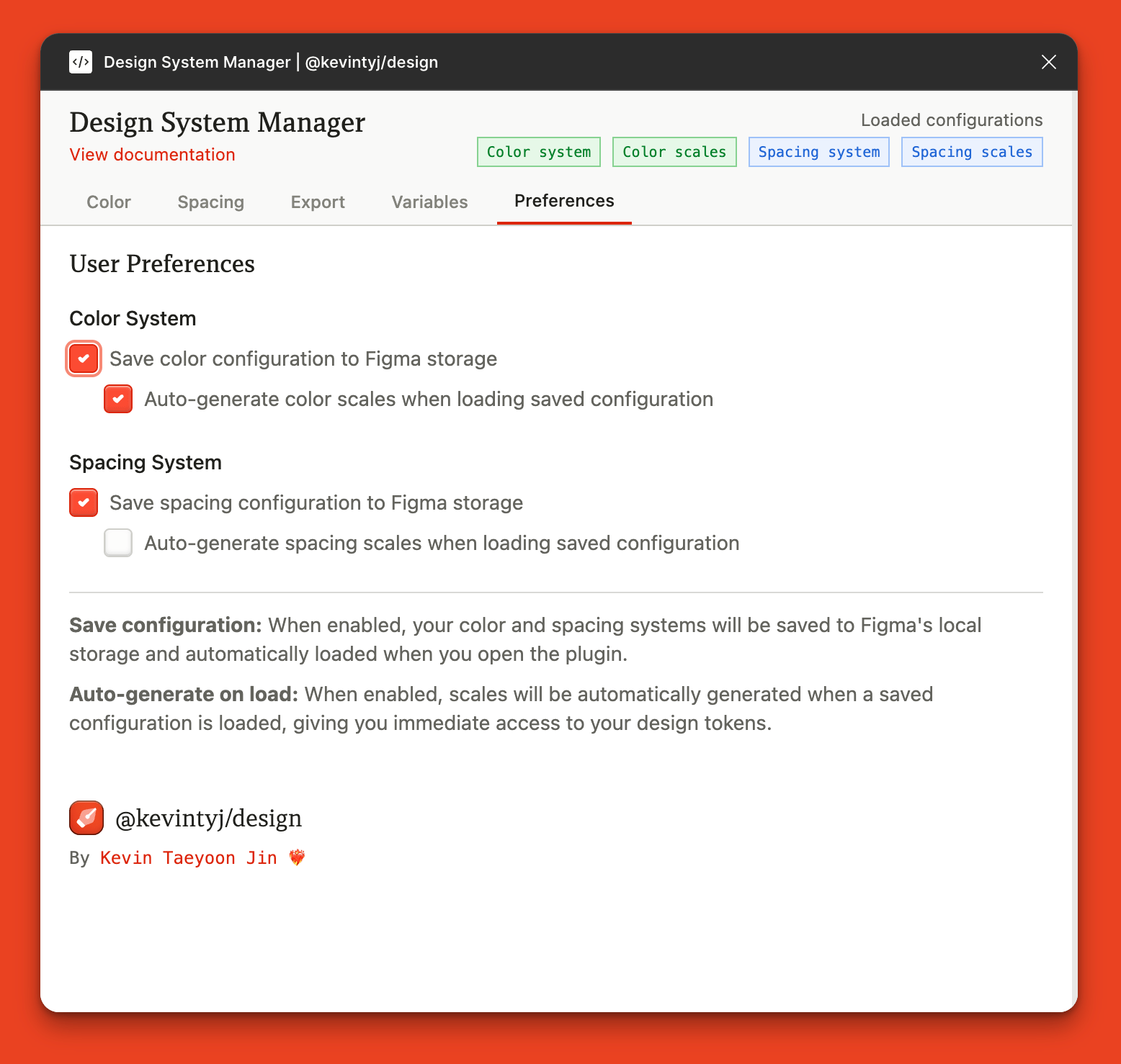 Screenshot of preferences tab