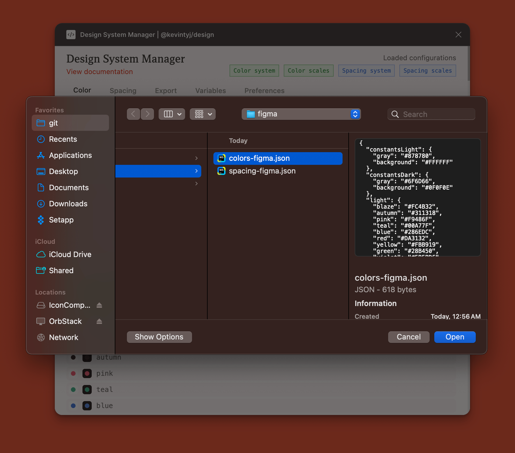 Color upload input dialog