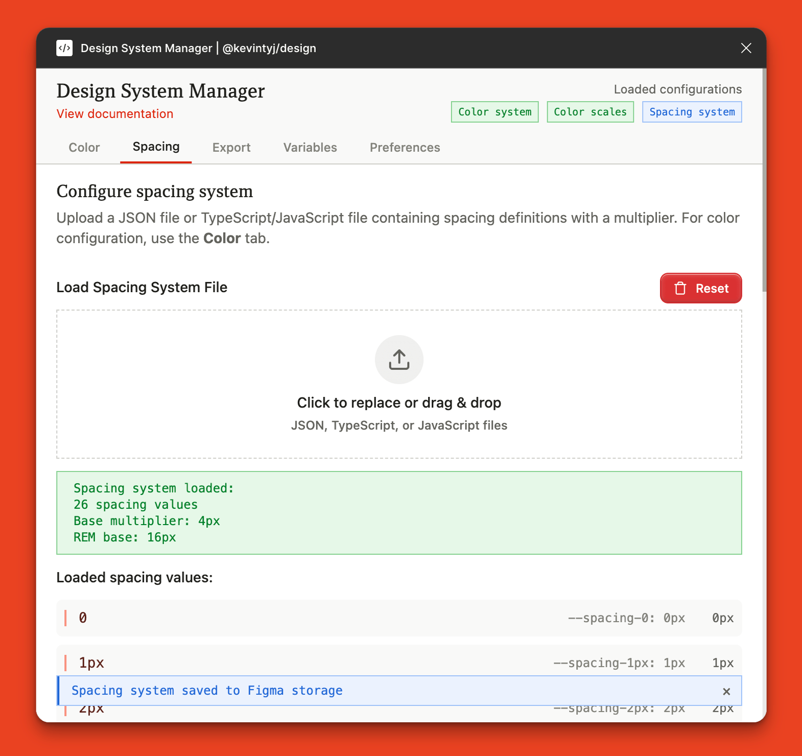 Spacing upload screenshot