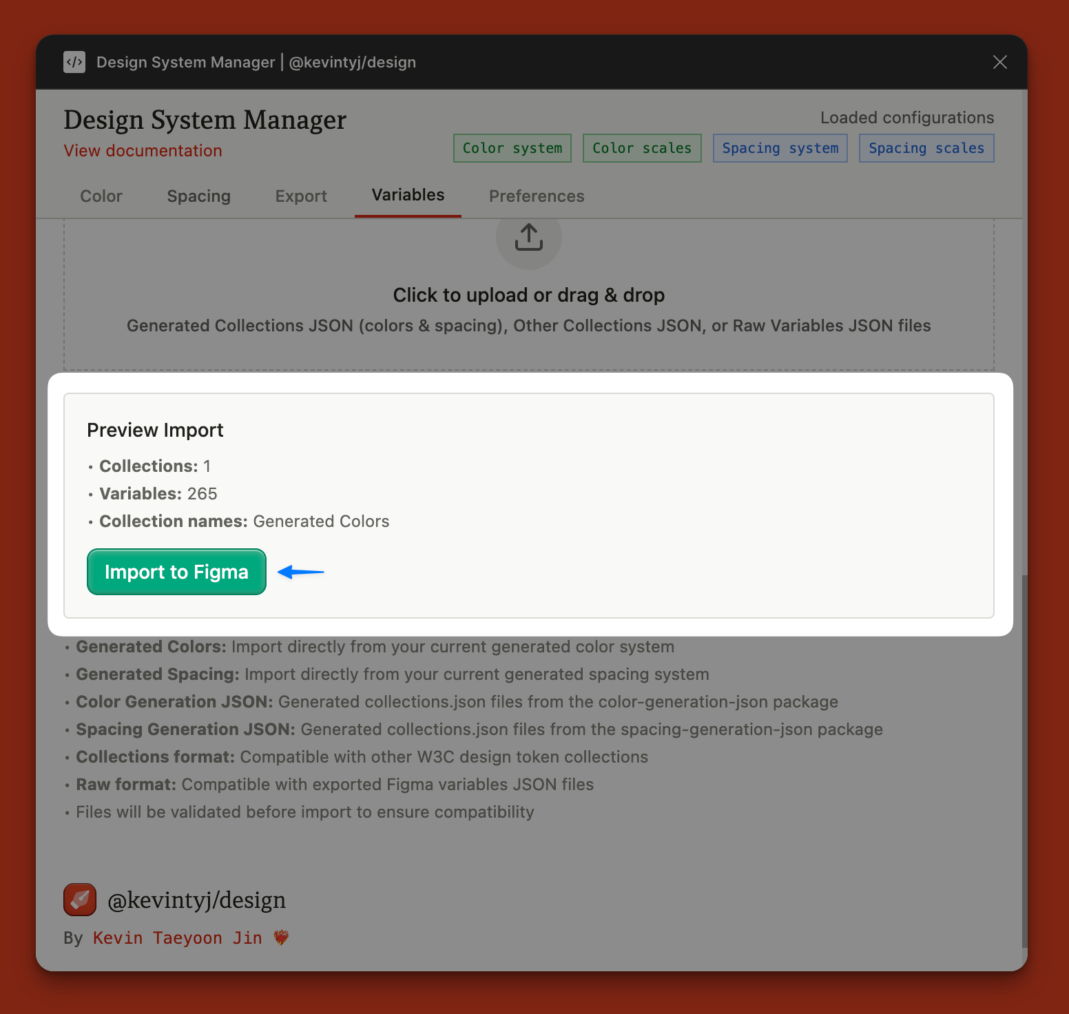 Variable import button